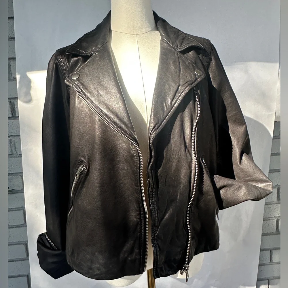 Madewell Black Washed Genuine Leather Jacket - Picture 16 of 16